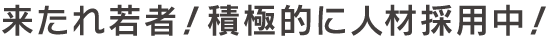 来たれ若者！積極的に人材採用中！